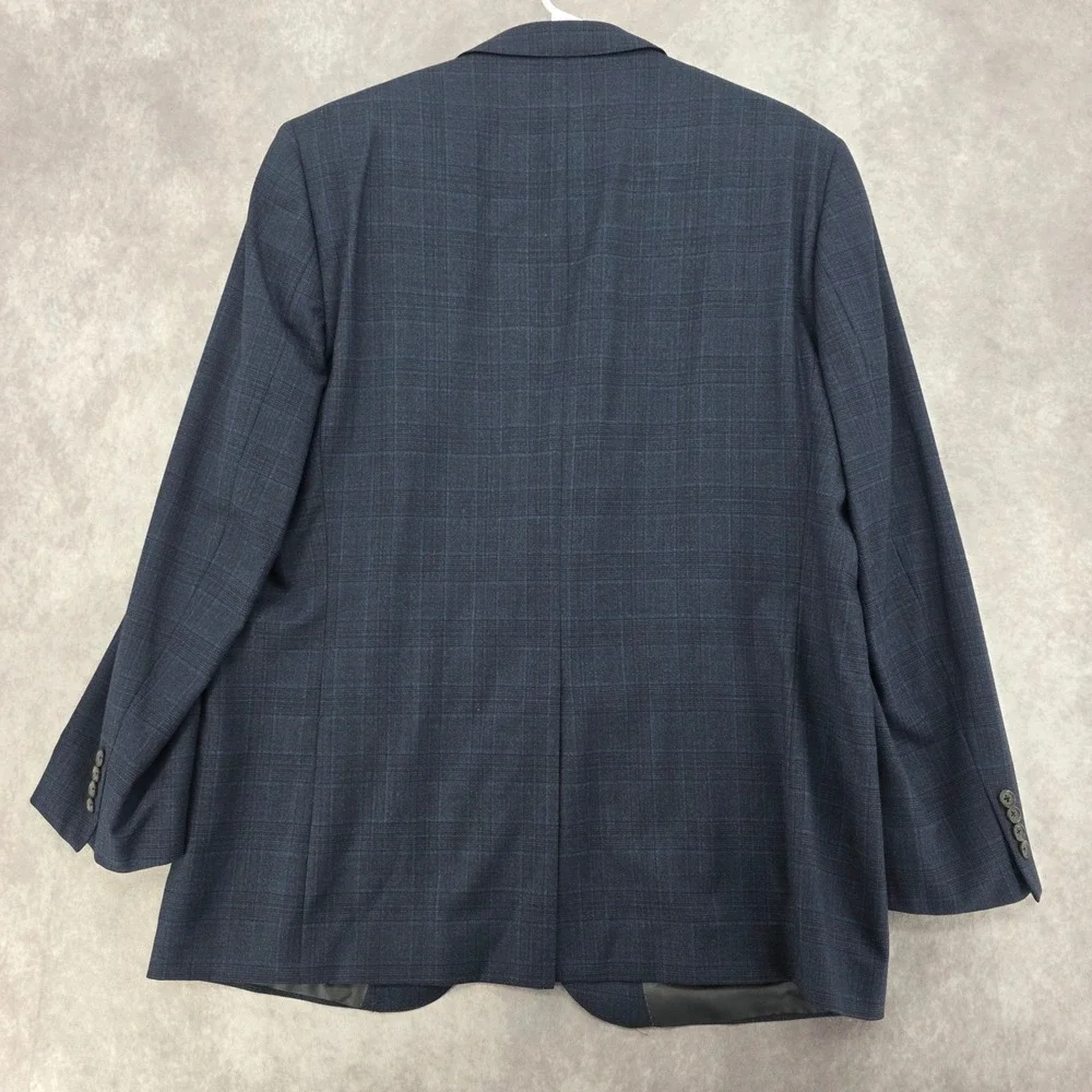 Cremieux‎ Performance Loro Piana Mens Wool Blazer 46L 40 Navy Plaid Sport Coat